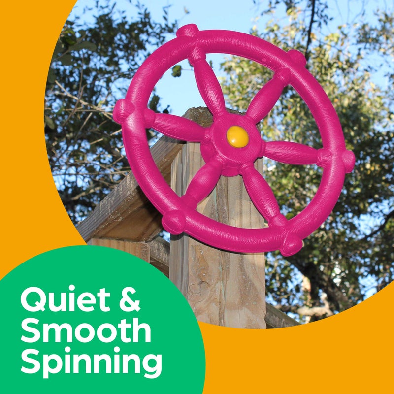 Jungle Gym Kingdom Swing Set Accessories - Pirate Ship Steering Wheel for Kids Outdoor Playhouse  Treehouse & Backyard Playset - Playground Equipment (Pink) - Image 5